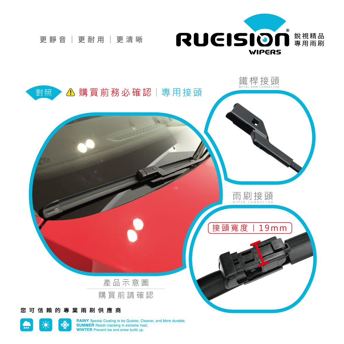 VW PASSAT B6 雨刷接頭對照圖 - 原車接頭免轉接直上 - 銳視 RUEISION