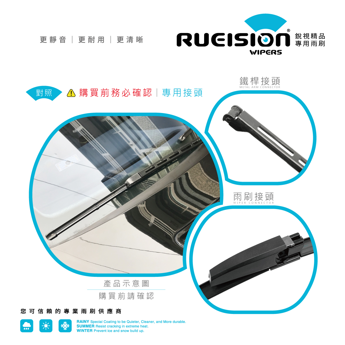 BENZ CLK C209 雨刷接頭對照圖 - 原車接頭免轉接直上 - 銳視 RUEISION