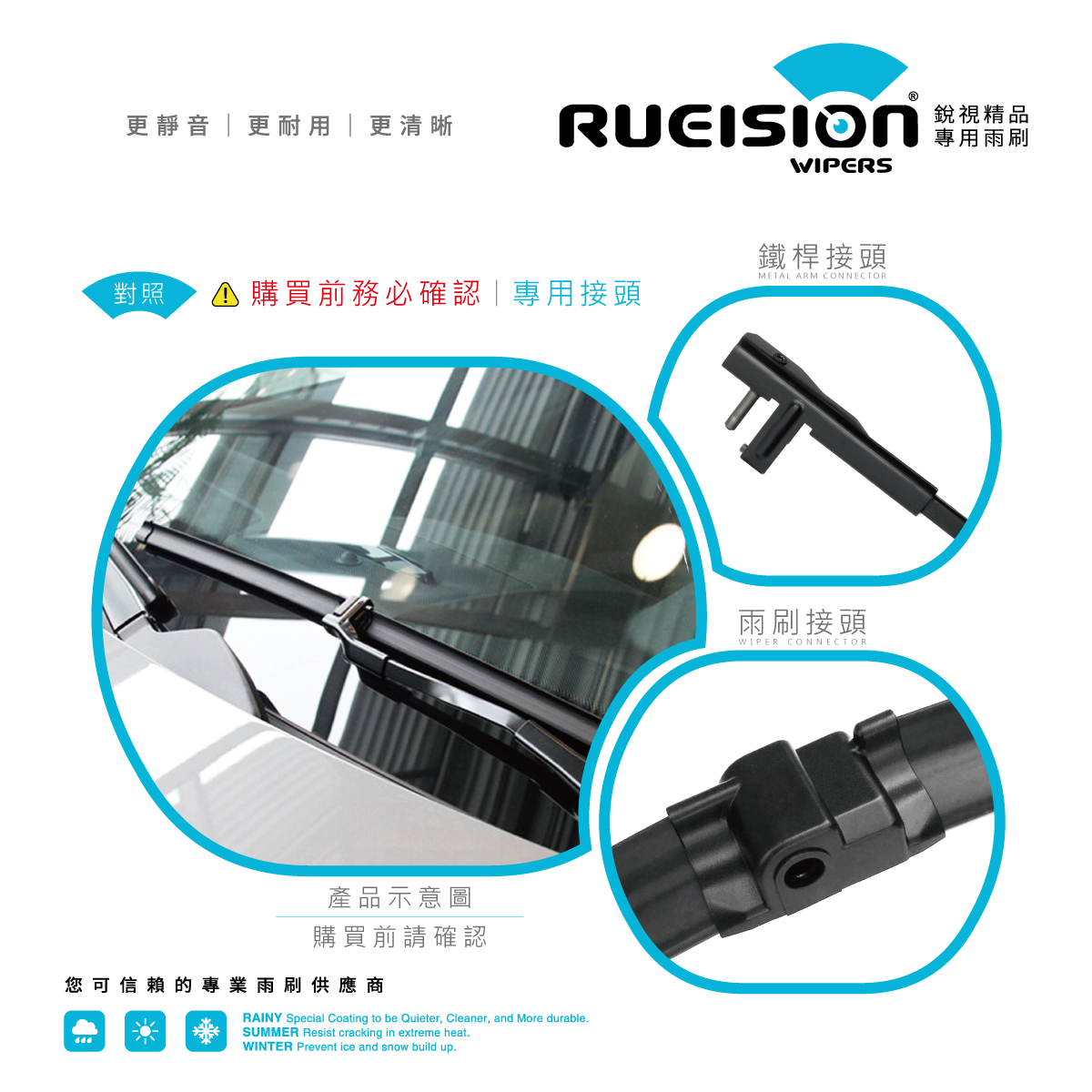 BENZ C CLASS W204 雨刷接頭對照圖 - 原車接頭免轉接直上 - 銳視 RUEISION